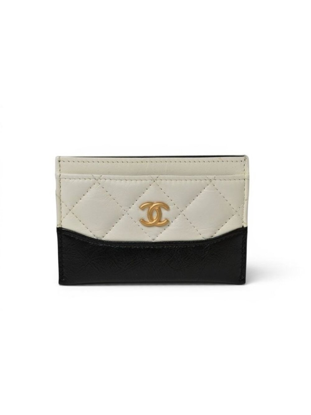 Chanel Card Case Business Holder Gabrielle Quilted Lambskin Calfskin White Black